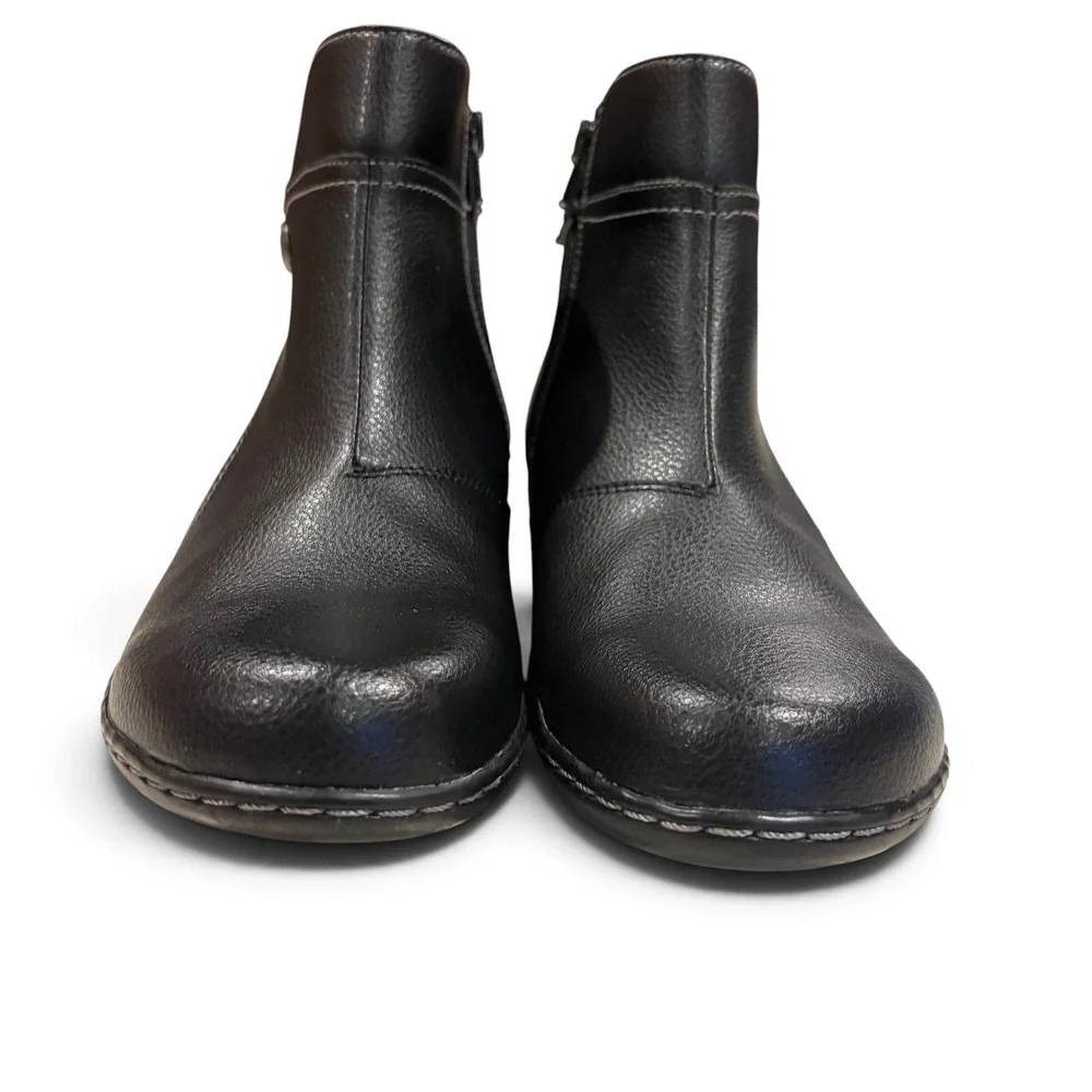 Clarks Women Ashland Mabel Ankle Booties Size US 10M Black Tumbled Leather